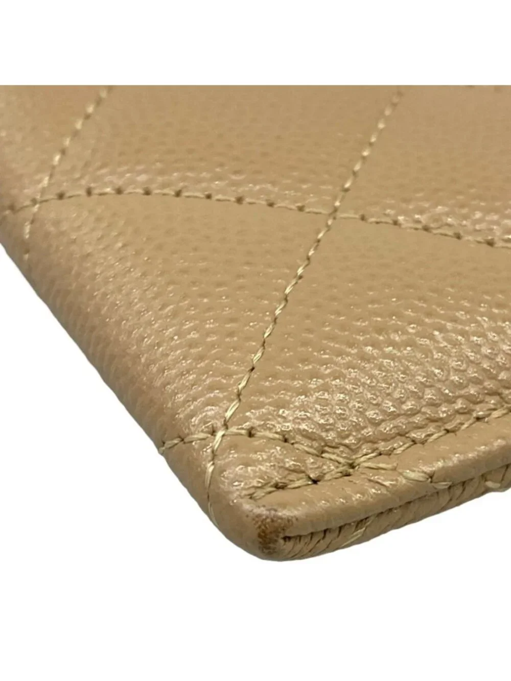 Chanel Card Case Quilted Beige Gold